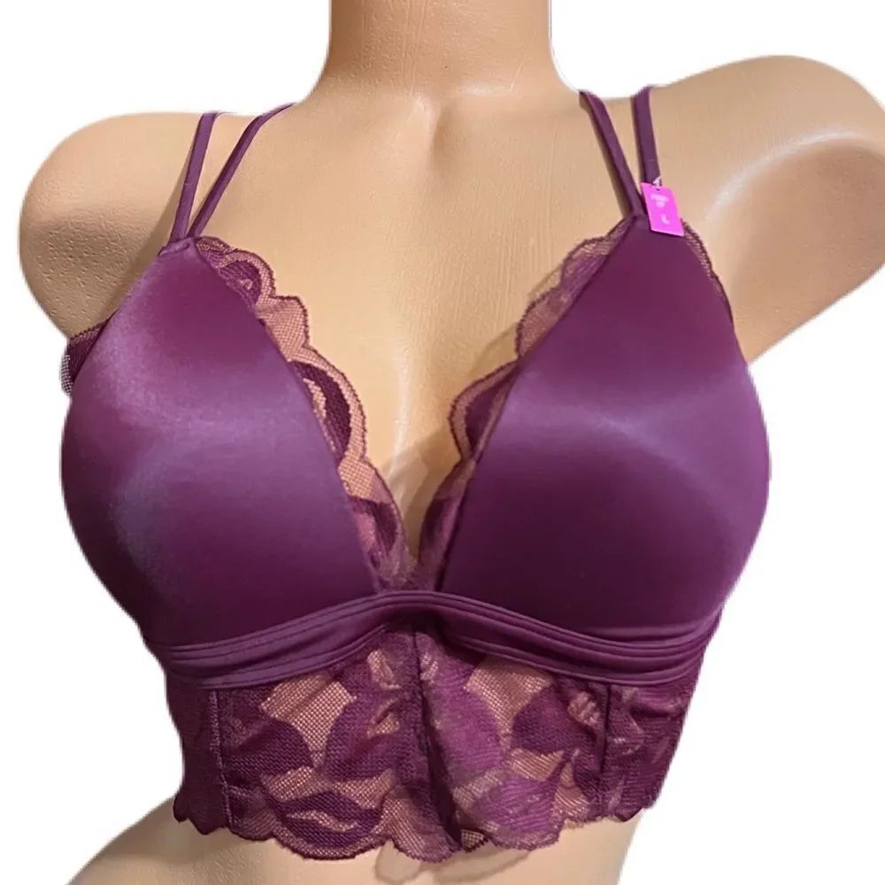 Victoria’s Secret Pink Push Up padded Sexy Strappy back Bralette Bra Wine